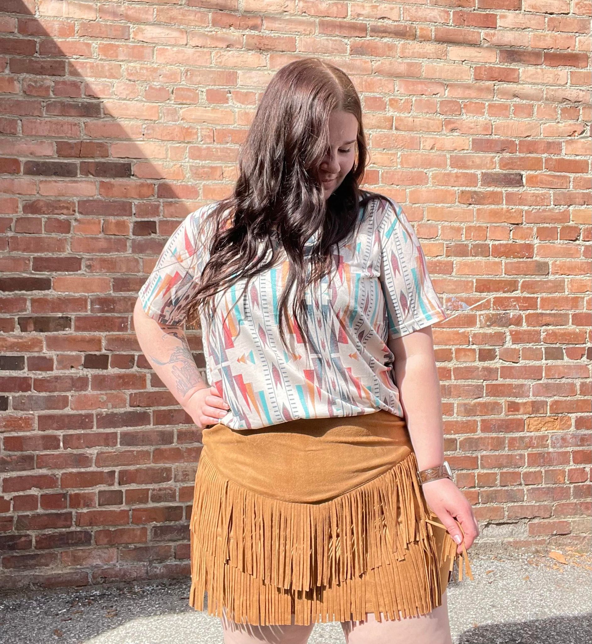 Fringe deals skirt brown