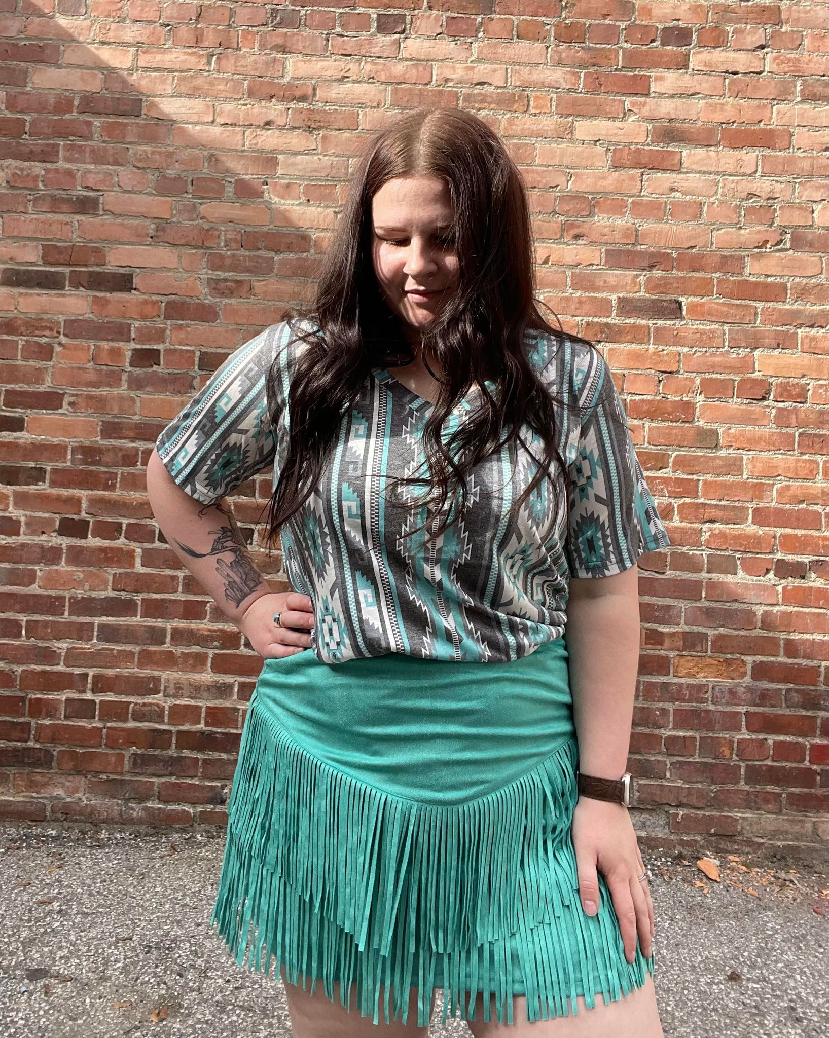 Fringe skirt clearance turquoise